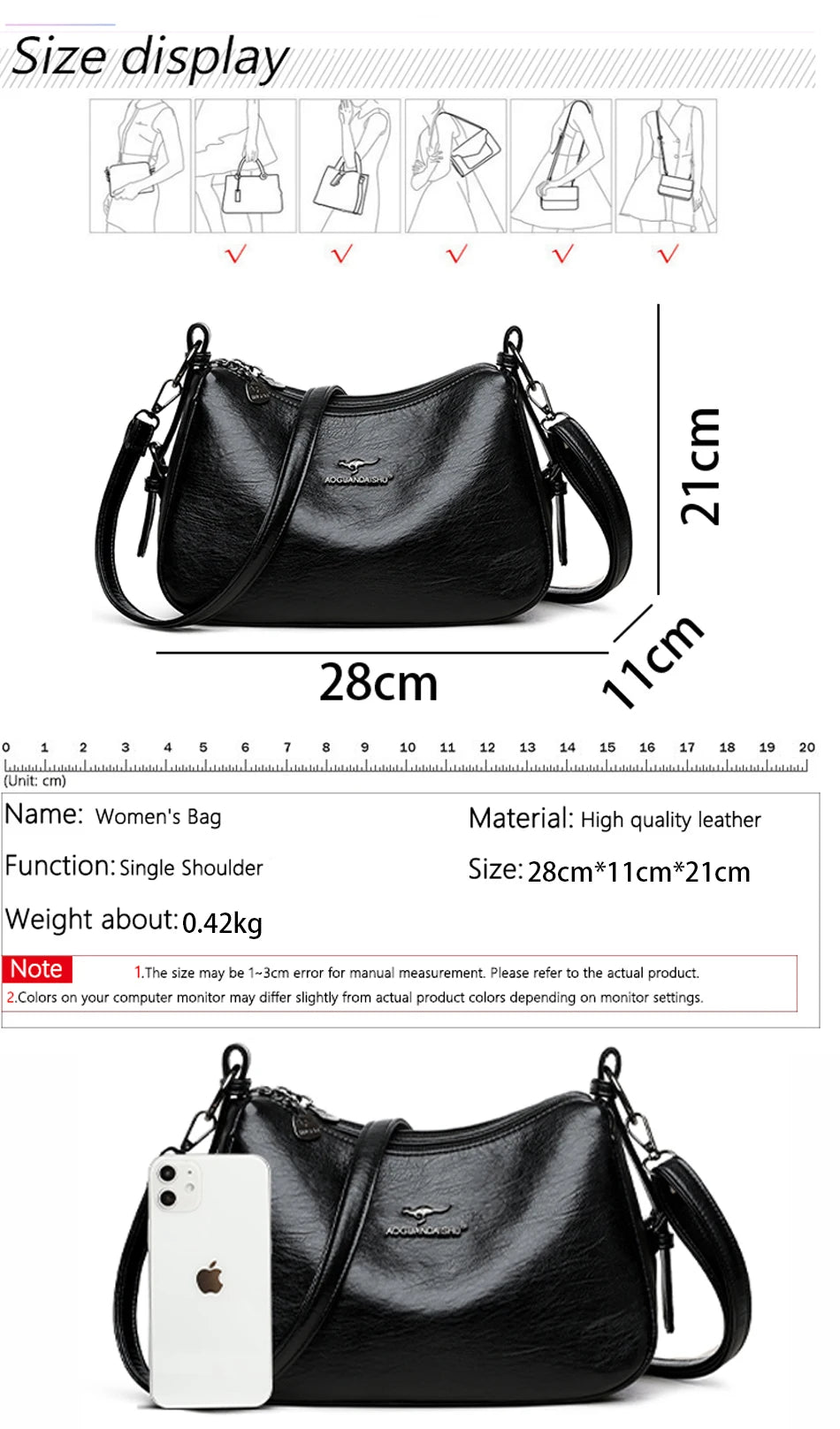 Luxury Designer Ladies Handbags New High Quality Leather Shoulder Bag for Women Female Retro and Minimalist Crossbody Bag Purses