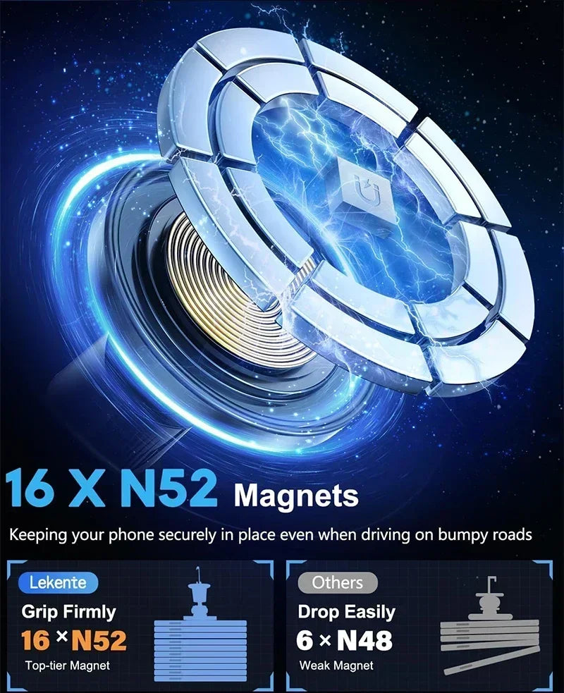 Magnetic Wireless Car Charger 15W Fast Charge Air Vent Magnet Car Mount Phone Holder for iPhone 16 15 14 13 12 Pro Max Plus