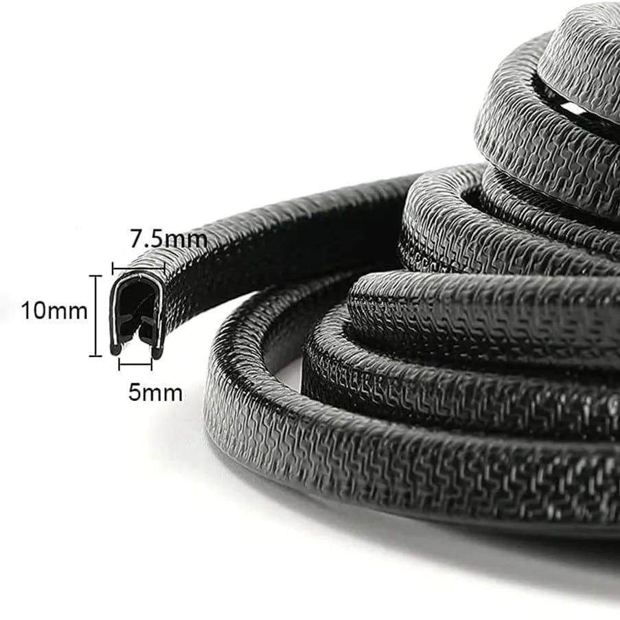 Door Edge Guard Black Car Door Protector Edge Guards Rubber Auto Door Trim U Shape Build in Metal Sheet No Need Adhesive