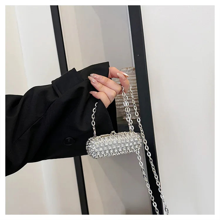 Mini Evening Bags for Women 2025 New Fashion Diamonds Shoulder Bag Ladies Luxury Cute Chain Party Lipstick Crossbody Bag Woman