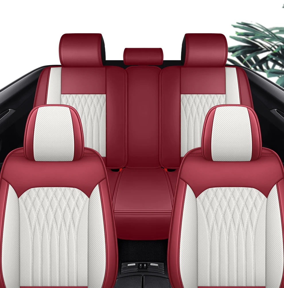 Full Set Car Seat Covers  Full-Wrap Design, Breathable Perforated PU Leather, Universal Fit for Most Sedans, Trucks & SUVs