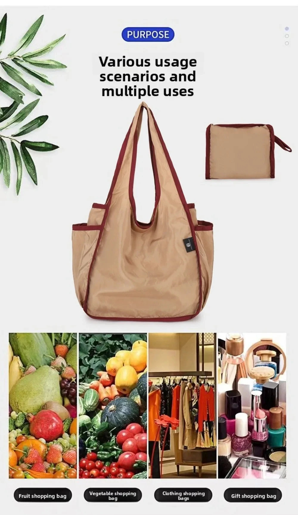 Large Capacity Lady Tote Bag Foldable Thickening Shopping Bag Lightweight Handbag Double-layer Shoulder Bag for Women