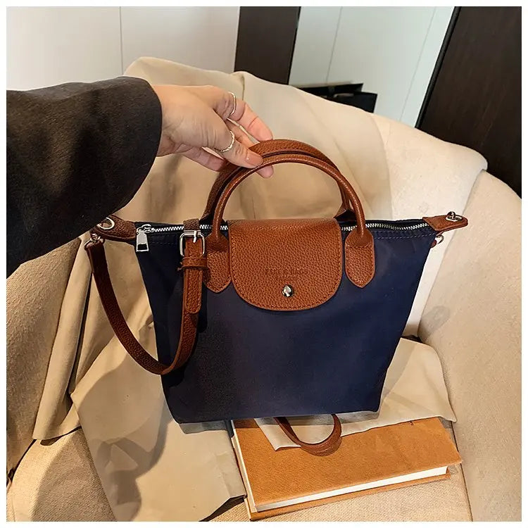 Luxury 2025 Work Tote - Fashion Patchwork Handbag with Long Strap Large Capacity, Waterproof Lining, Perfect for Office & Travel