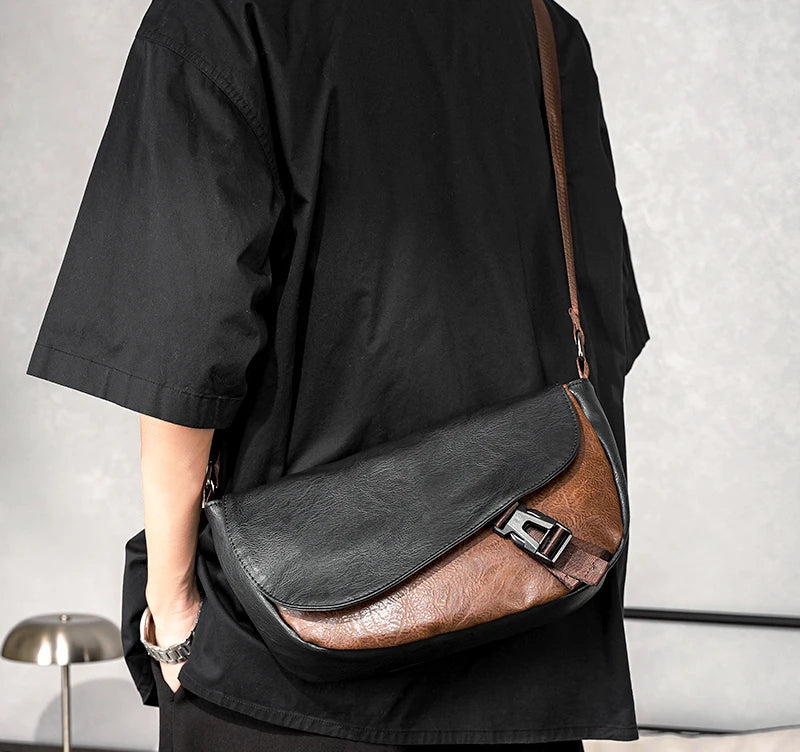 Trendy Men's Retro Small Satchels Bag Versatile Commuting Shoulder Bags New Fashion Postman Bags For Cool Boys