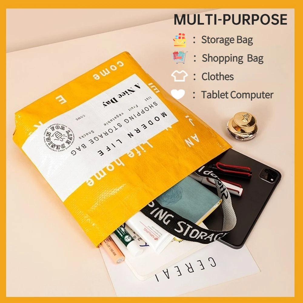 Large-capacity Waterproof Supermarket Grocery Shopping One-shoulder Portable PP Woven Shopping Bag for retail stores，boutique