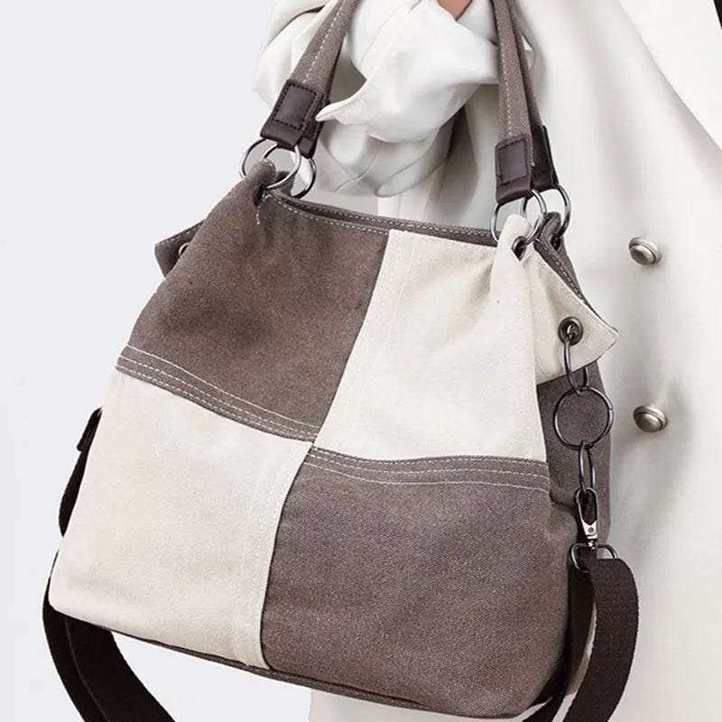 New Canvas Retro Shoulder Bag Simple Fashionable Versatile Women's Commuting Bag Large Capacity Crossbody Bag