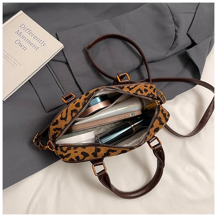 Luxury Brand Women Bag 2024 Winter Handbag Phone Purse Fashion Hobo Bag Satchel Retro Leopard Print Lady Shoulder Crossbody Bags