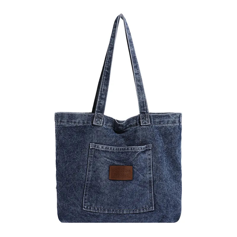 Denim Shoulder Bag Fashion Versatile Daily Commute Large Capacity Handbag