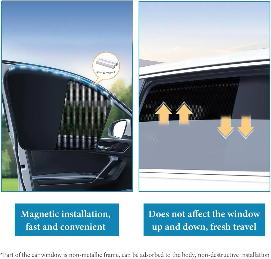 Magnetic Car Sun Shade Anti-UV Front/Rear Window Sunshield Shadow Mesh Glass Shading Curtain Auto Interior Car Privacy Shield