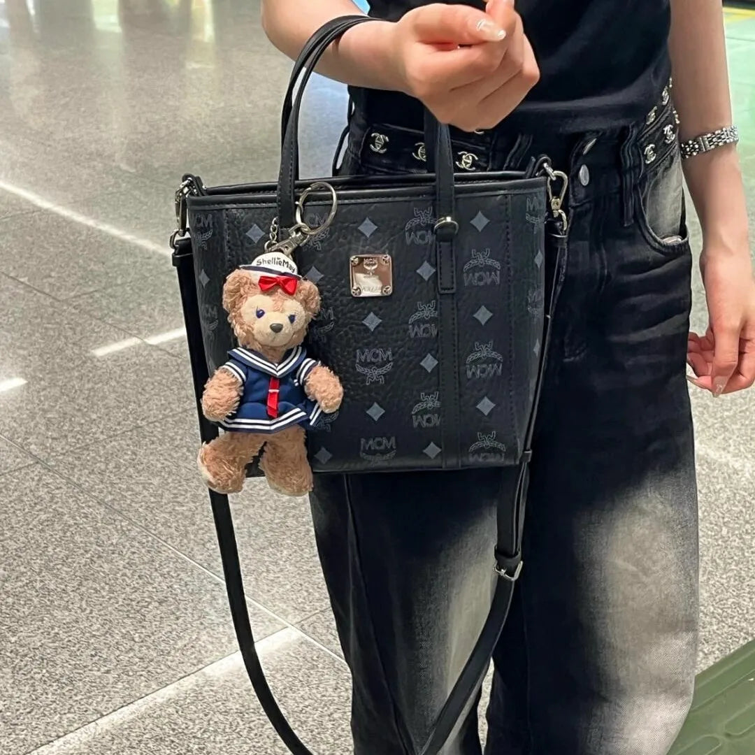 Classic Printed Basket Tote Bag Women's Single Shoulder Commuter Bag Urban Simple Style PU Material Medium Size Daily Match