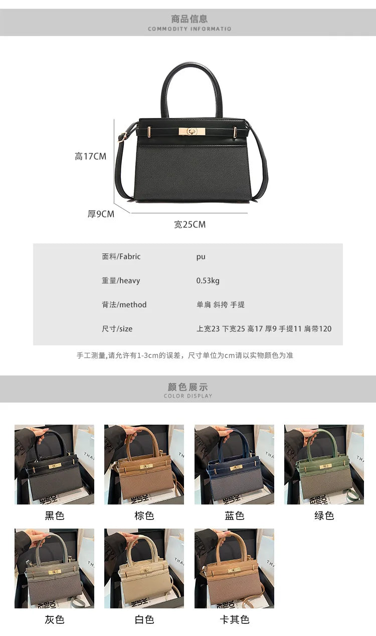 2025 Trapezoid Profile Purse | Twist-Lock Flap Shoulder Bag | Convertible Carry Crossbody with Top Handle