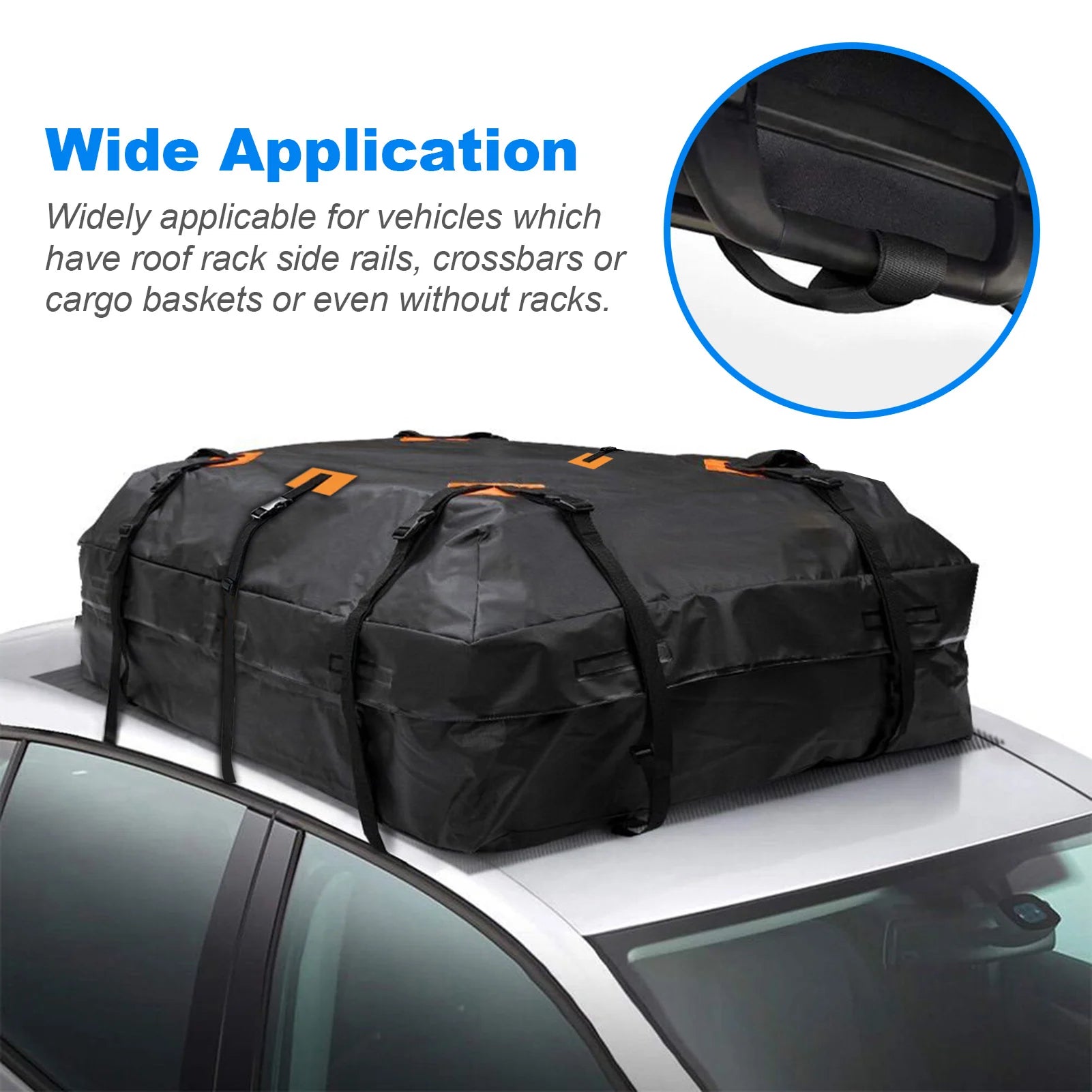 Universal Car Roof Cargo Bag for Vehicles with or without Roof Rack Crossbars Cargo Carrier Storage Bag 20 Cubic Feet Foldable