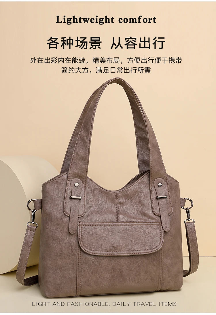 Luxury Soft Leather Handbags Designer Retro Crossbody Bags for Women 2023 New Large Capacity Ladies Shoulder Messenger Bag