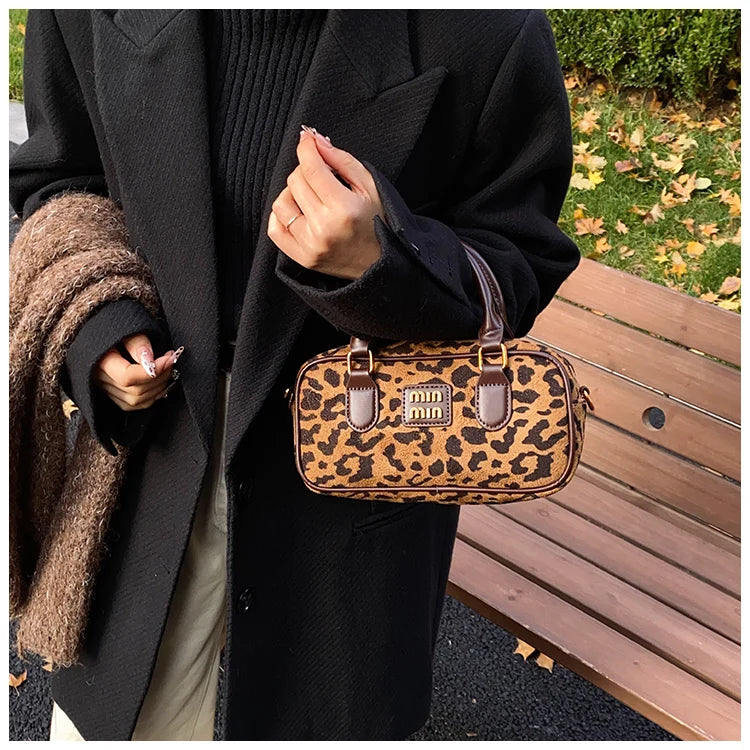 Luxury Brand Women Bag 2024 Winter Handbag Phone Purse Fashion Hobo Bag Satchel Retro Leopard Print Lady Shoulder Crossbody Bags