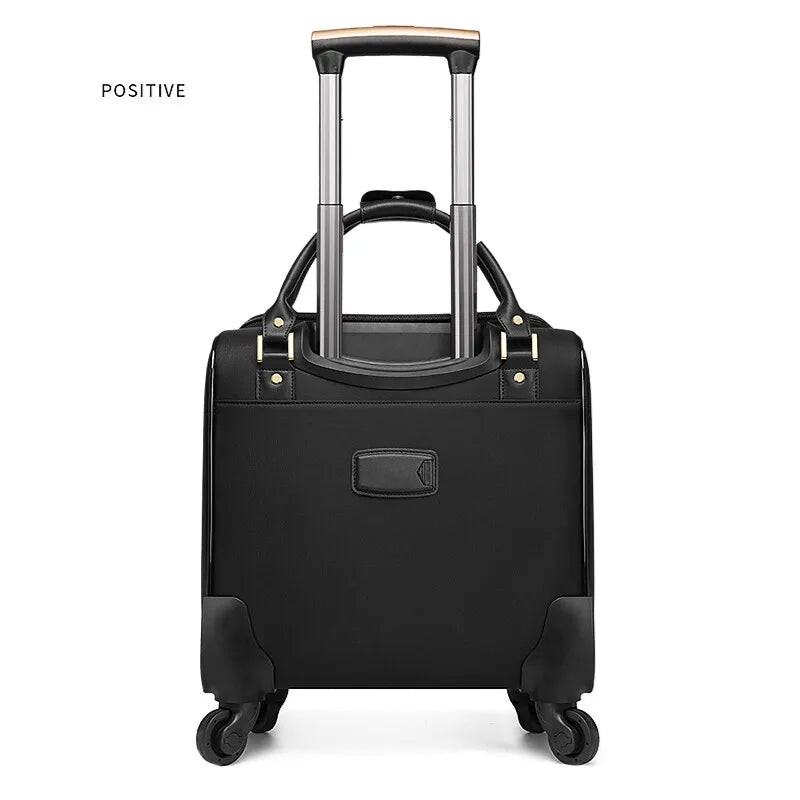 Luxury Design 16/18Inch With Handbag Women Rolling Luggage Small Cabin Carry On Retro Ladies Trolley Suitcase Travel Bag