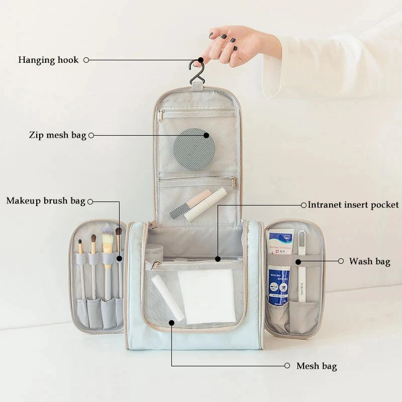 Fully Expanded Cosmetic Bag Makeup Pouch Make Up Box Toiletry Bag For Women Travel Essentials Storage Organizer Necessaire Bag