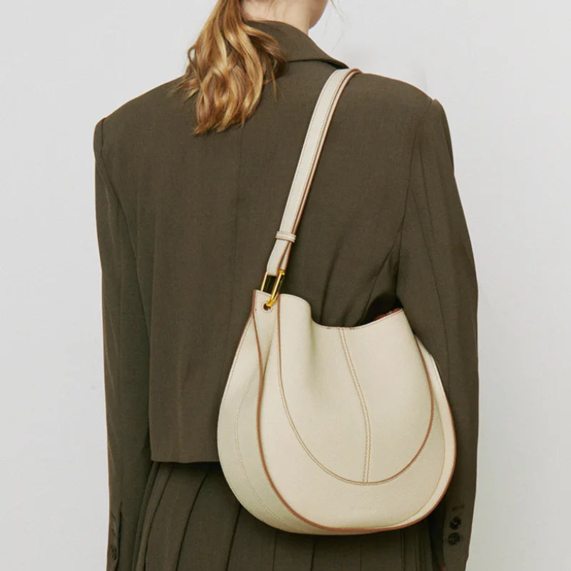 Head Layer Cowhide Crossbody Bags Niche Light Luxury Women's Bags Shoulder Saddle Bags Leather Bags Women's Soft Hundred