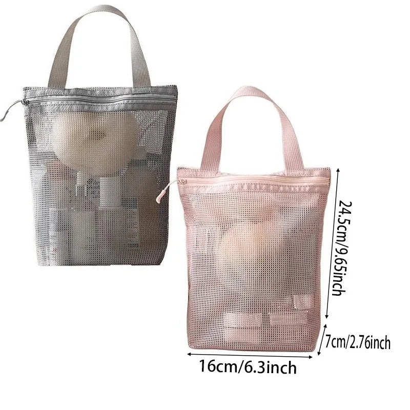 Mesh Makeup Toiletry Storage Bags Handbags Portable Travel Washing Body Shower Tools Organizer Hanging Cosmetic Organizer Pouch