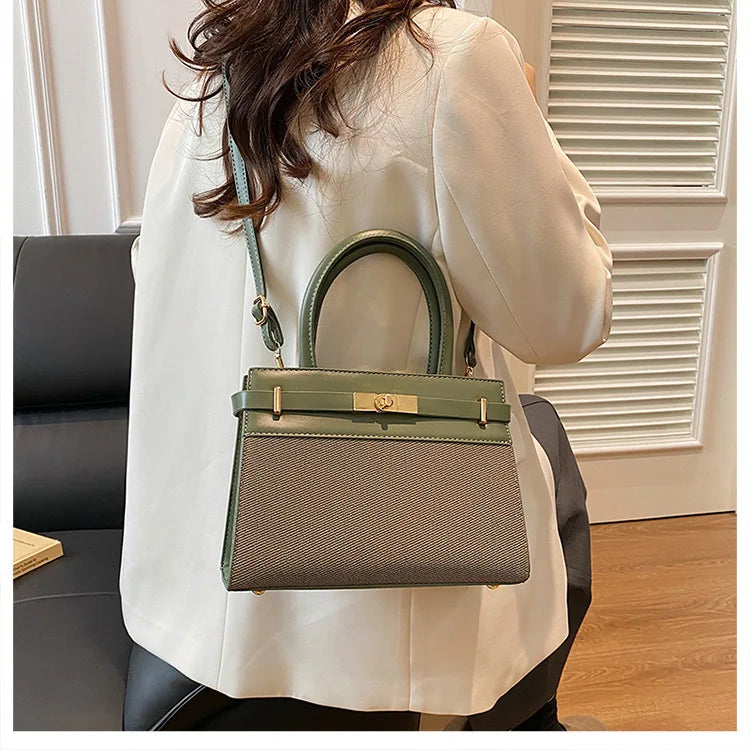 2025 Trapezoid Profile Purse | Twist-Lock Flap Shoulder Bag | Convertible Carry Crossbody with Top Handle