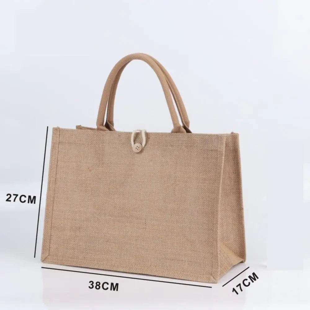 Burlap Jute Tote Bag Vintage Reusable Grocery Shopping Wedding Birthday Gift Bag Handmade Handbags Multifunctional Flax Tote