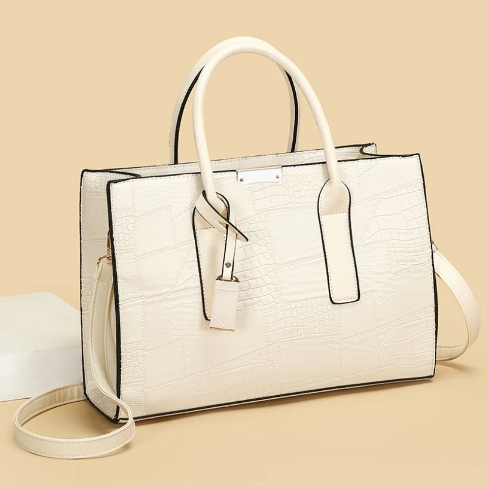 Large Capacity Shopping Bag for Daily Commuting Hand Bags Luxury Shoulder Bags Splicing Pu Leather Handbags Caual Tote New Sac