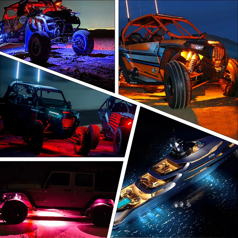 RGB LED Rock Lights Kit 4 Pods Underglow Multicolor Neon Light Pod With Blue Tooth App Control For Truck ATV UTV RZR SUV