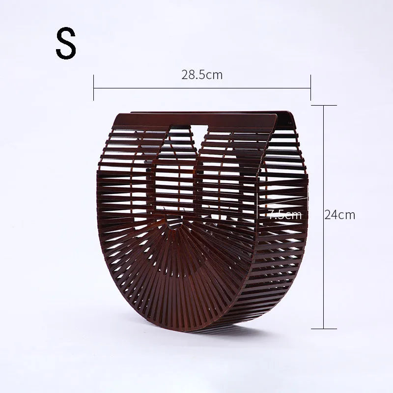 Fashion Straw Bag Bamboo Semi-circular Handbags High quality Hand woven Women Bags Bohemia Summer Ladies Beach Bag Bamboo Bags