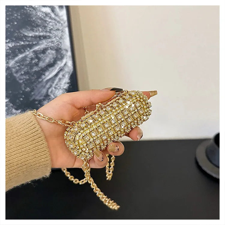 Mini Evening Bags for Women 2025 New Fashion Diamonds Shoulder Bag Ladies Luxury Cute Chain Party Lipstick Crossbody Bag Woman