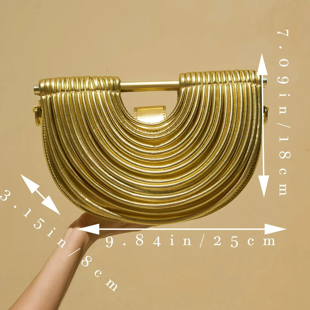 Handbags for Women 2025 New Gold Luxury Designer Brand Handwoven Noodle Bags Half Round Pulled Hobo Silver Evening Clutch Chic