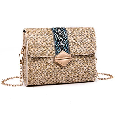 Clutch Crossbody bag Square Straw Bags Women Fashion Rattan Messenger Bag Handbag bolsas sacos соломенная сумка