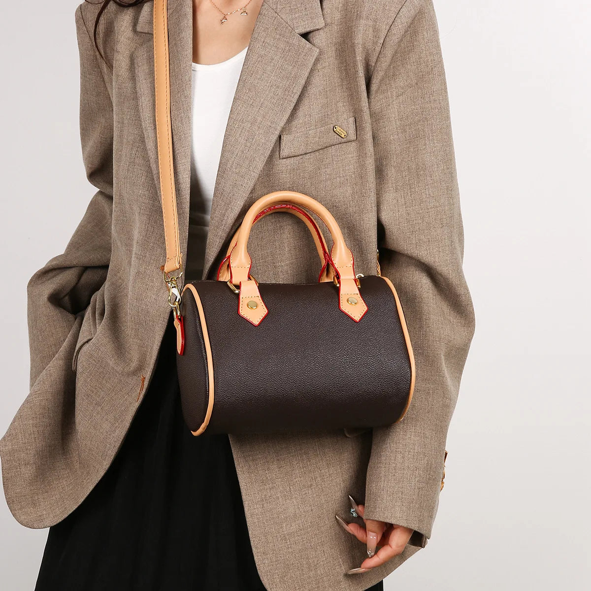 Luxury PU Women's Shoulder Bag - Pillow Boston Bag, Adjustable Crossbody/Handheld/Underarm, Spacious Multi-Way Purse