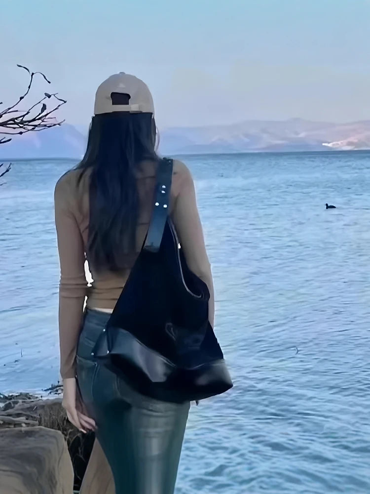 Large Capaci Suede Hobo Bag Women's Casual Commuter Tote Bag Trendy Single oulder Bag GP Famous Star  Hobo Bag