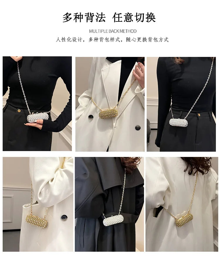Mini Evening Bags for Women 2025 New Fashion Diamonds Shoulder Bag Ladies Luxury Cute Chain Party Lipstick Crossbody Bag Woman