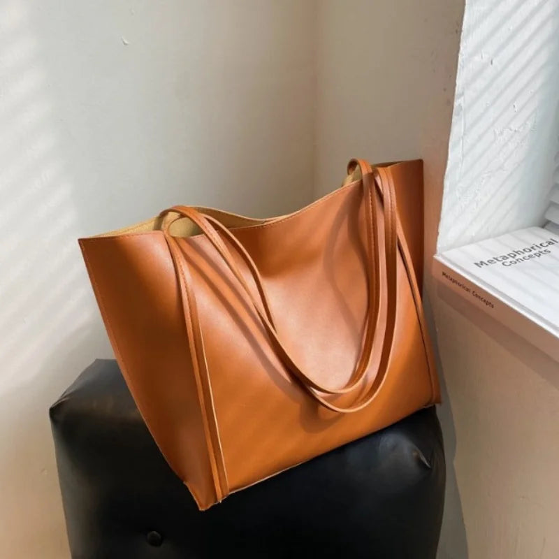 Large Capacity Shoulder Bag Trendy Pu Leather Tote Bags Solid Color Ladies Handbag Women's Fashion Underarm bags