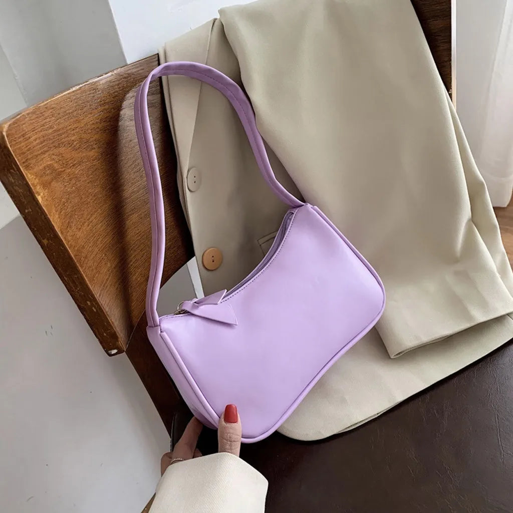 Retro Women Solid Color Zipper Phone Bag Hand Bag Shoulder Bag Armpit Bag Casual 2024 Bags For Women сумка женская