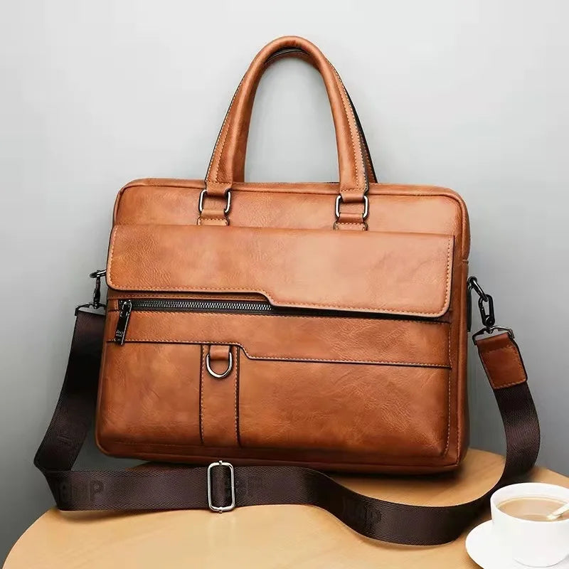 Luxury Brand Business Briefcase Men Leather Handbag For Man Messenger Shoulder Bag Office A4 Laptop Crossbody Bag MaleTote Bags