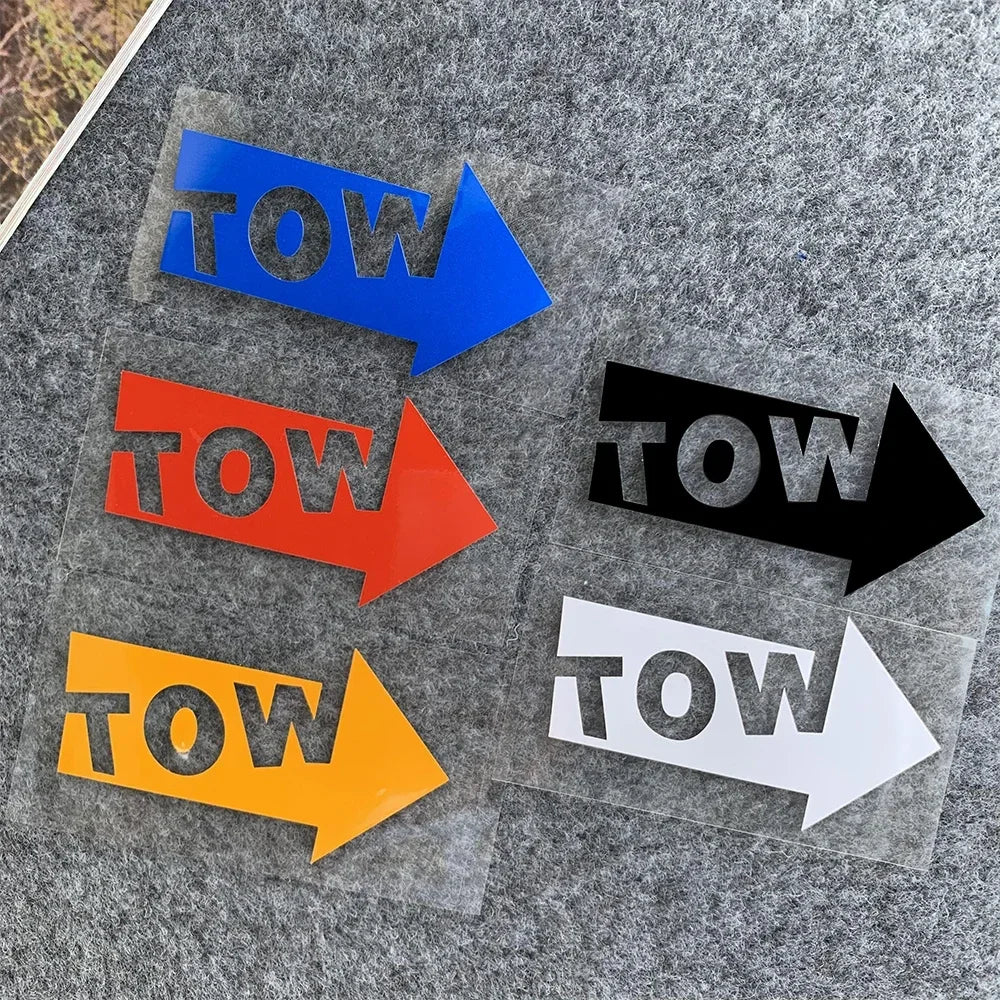 Reflective TOW Arrow Car Vinyl Decals – Waterproof Racing Modified Stickers Body, Window, Rear Windshield, Fuel Cap & Bumper