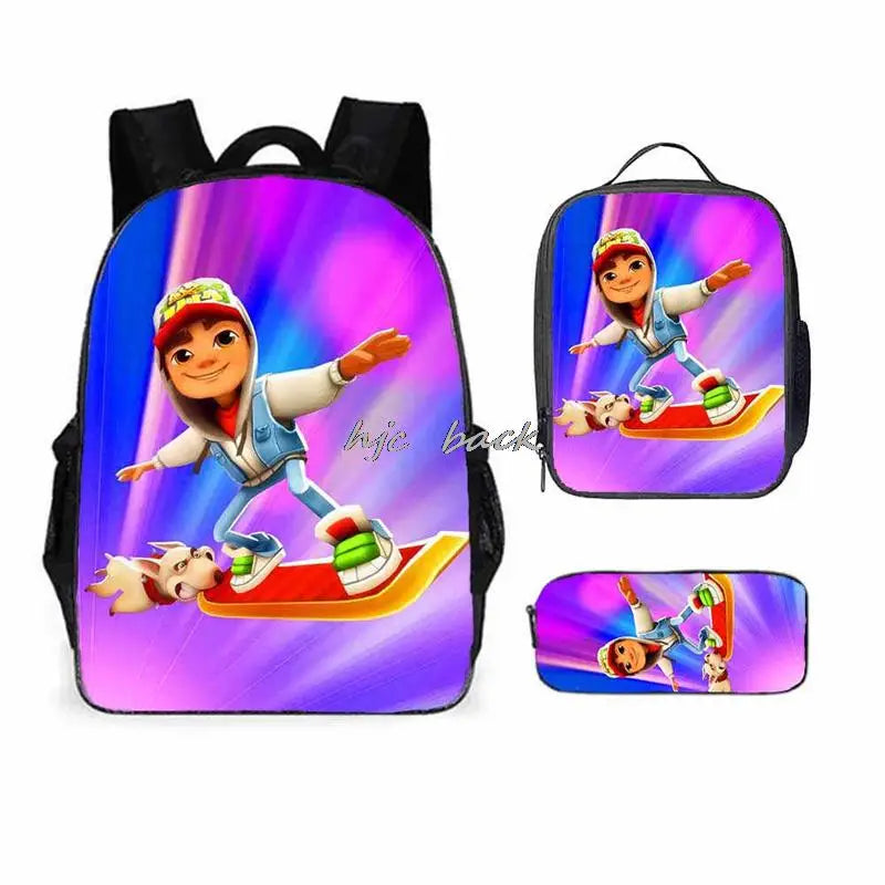 School Bags Girls Boys Subway Surfers Primary Kids School Backpcak 3Pcs Cartoon Schoolbags Kids Mochilas Escolar Infantil Gift