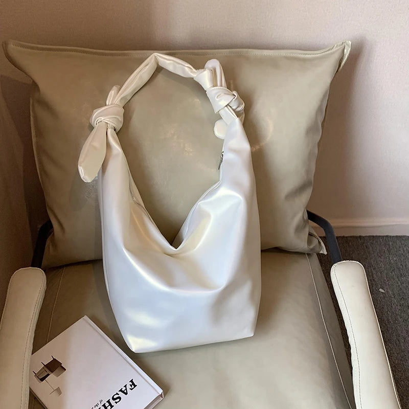 Leisure soft large-capacity bag female 2024 new fashion work shoulder bag college students relax tote bag