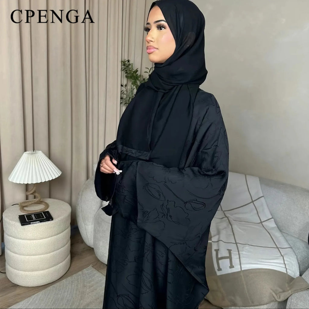 Luxury 2 Piece Muslim Outift Sets for Women Ramadan Dubai Hijab Abaya Dress Islamic Party Kaftan Robe Elegant Turkey Gown 2025