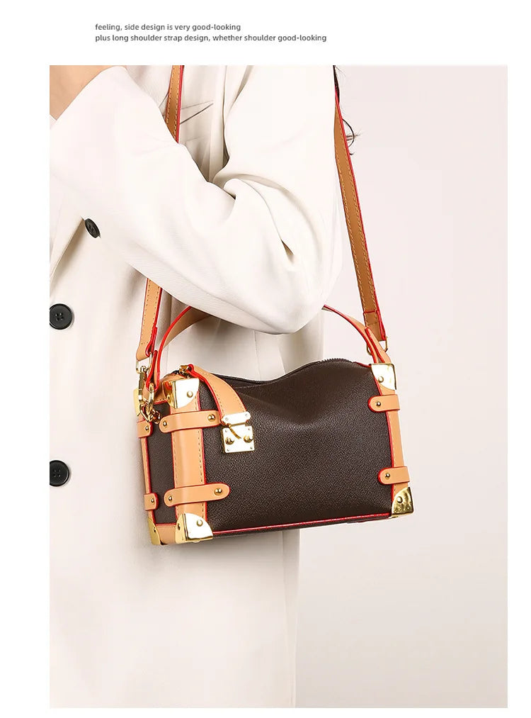 French Luxury Box Bag Mini Square Purse, Multi-Way Shoulder/Crossbody, High-End PU Leather, Compact & Stylish, Elegant Work Bag