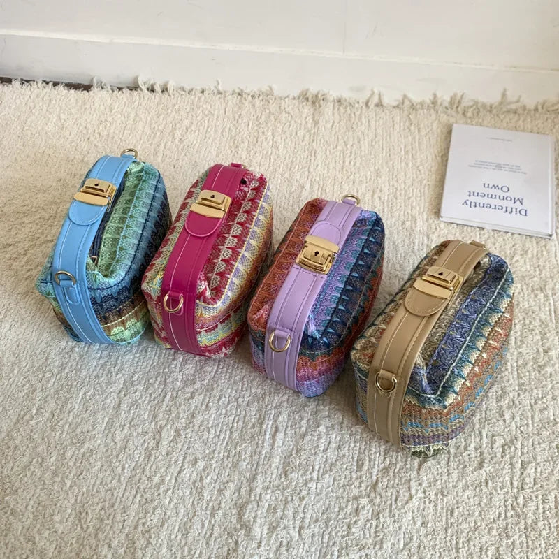 Fresh Style Small Square Bag Summer New Fashion Shoulder Crossbody Handbag Soft Polyester Fiber Internal Structure Hip Hop