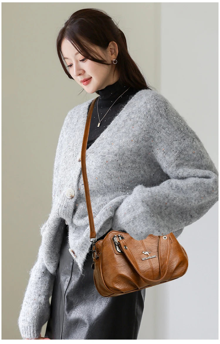 Luxury Handbags 3 Layers Large Capacity High Quality Designer Handbags Soft Leather Ladies Shoulder Crossbody Bag for Women Sac