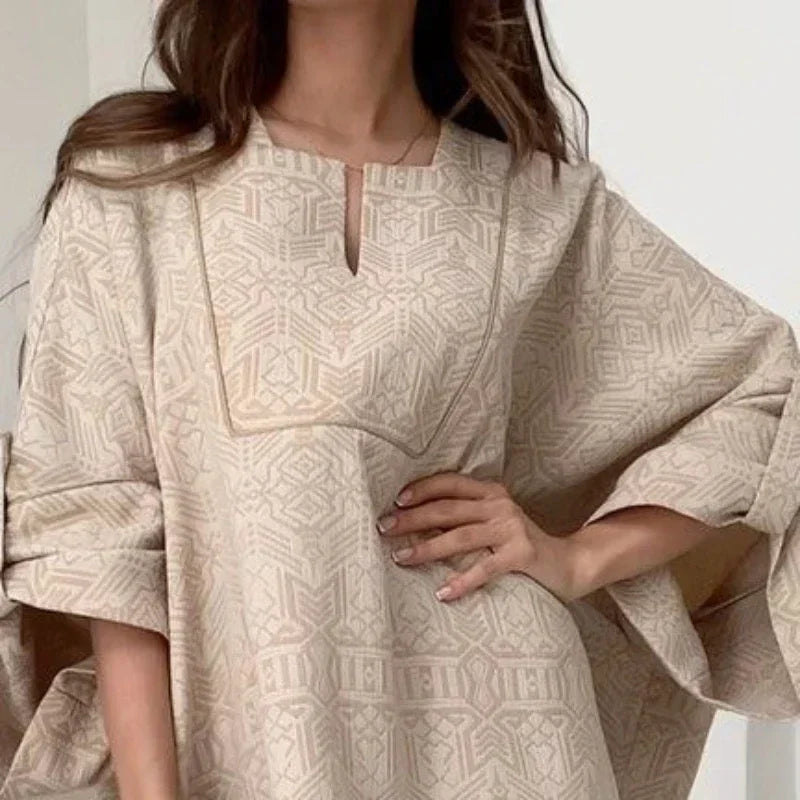 2024 Summer Fashion New Muslim Women Loose Ethnic Style Plus Size Dress Printed Square Neck Elegant Casual Party Women's Wear