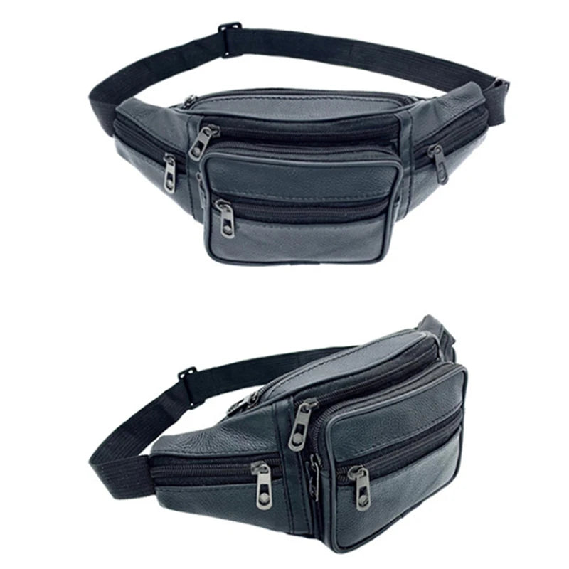 Men's Waist Pack PU Leather Bag Waist Belt Bag Male Artificial Leather Fanny Pack Fashion Luxury Small Shoulder Bags For Men