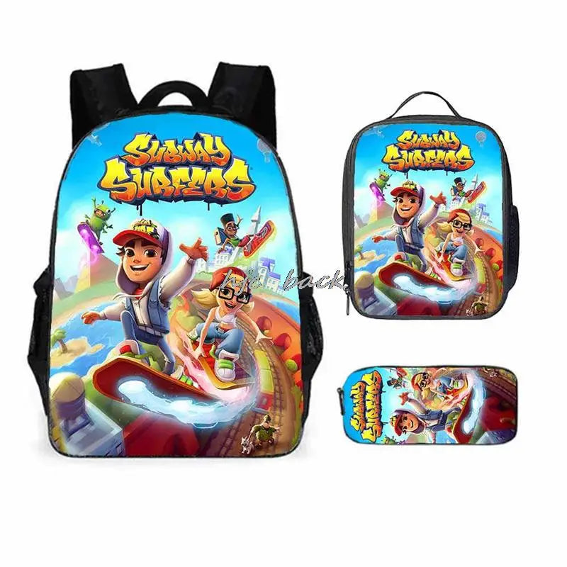 School Bags Girls Boys Subway Surfers Primary Kids School Backpcak 3Pcs Cartoon Schoolbags Kids Mochilas Escolar Infantil Gift