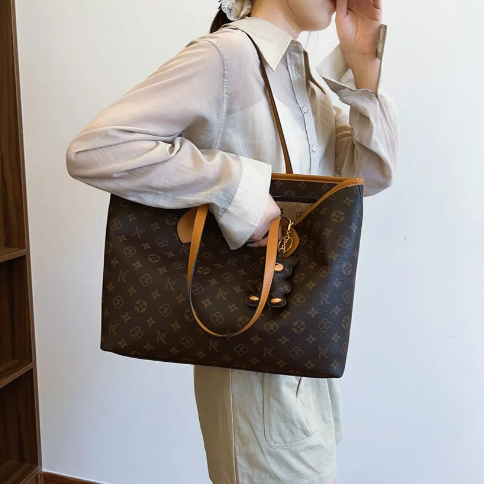 Luxury High Capacity Tote Bags for Women 2024 High Quality Soft Leather Shoulder Bag Designer Female Casual Shopping Handbag Sac