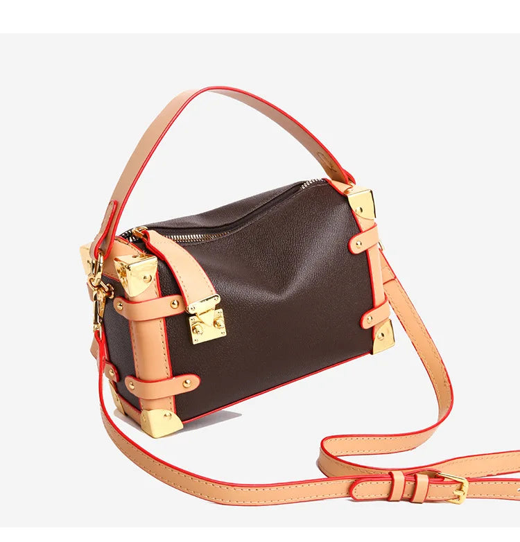 French Luxury Box Bag Mini Square Purse, Multi-Way Shoulder/Crossbody, High-End PU Leather, Compact & Stylish, Elegant Work Bag