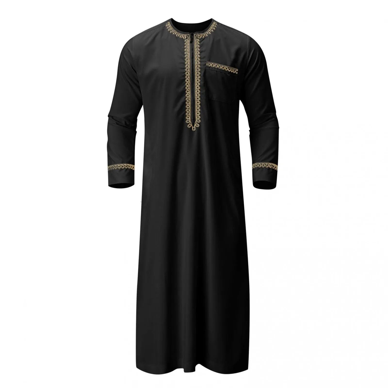 Traditional Muslim Clothing Men's Muslim Shirt robe embroidery Islamic Royalty Dubai Robe O-Neck Long Sleeve Retro Loose Abaya