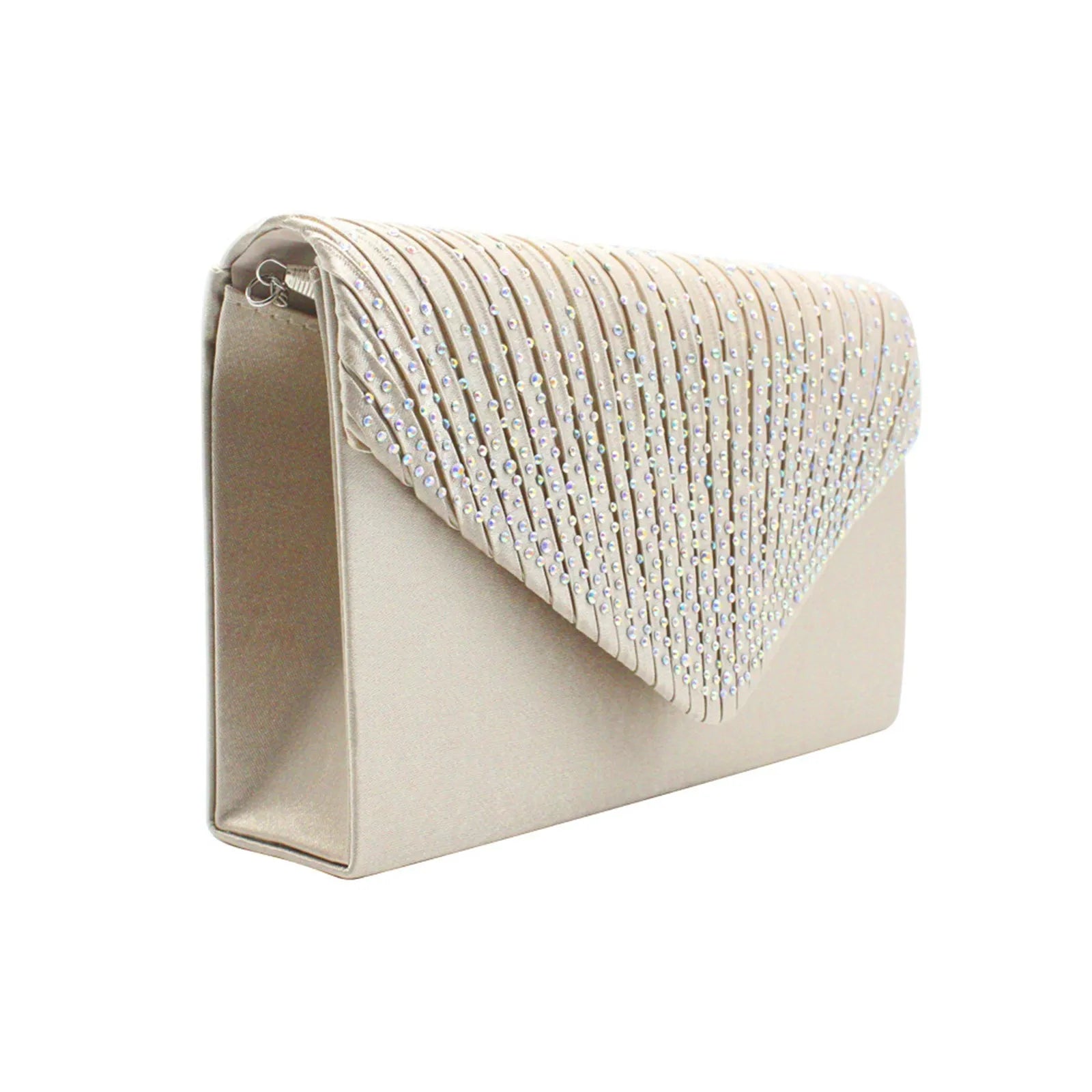 Women's  Luxury Silk Evening Clutch Bag - Elegant Women’s Prom/Wedding Handbag with Detachable Chain Strap & Secure Closure